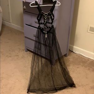 Mesh harness chain embellished rave dress